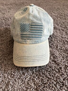 Denim American flag hat